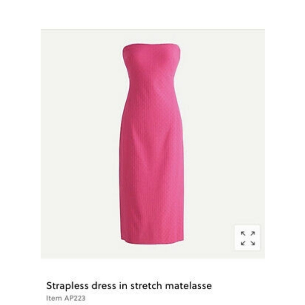 Jcrew strapless stretch matelasse, size 14, beautiful bright pink